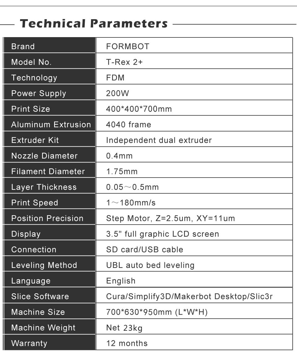 T-Rex 2+ 700 Extended datasheet specifications technical parameters