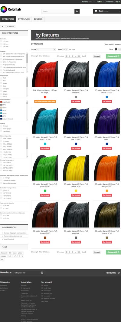 Spécifiez et trouvez vos filaments 3D par leurs attributs et caractéristiques