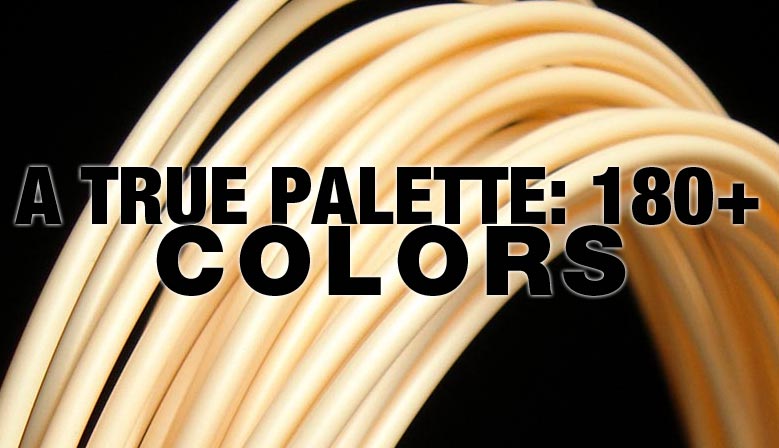 Over 180 3D printer filament colors; specified d'impression 3D