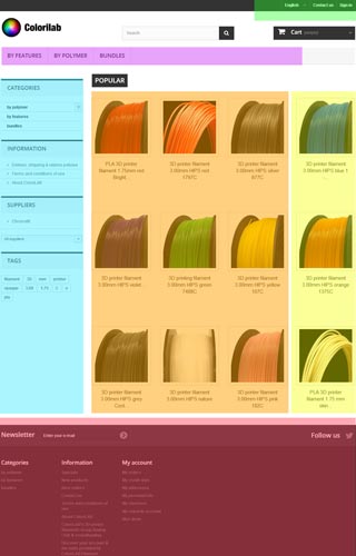 Les sections d'une page type du site ColoriLAB Filament.